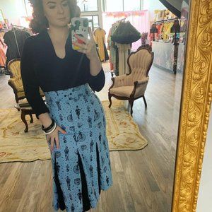 1940s 1950s Vintage Style Rock Steady Circus Novelty Print Pinup Pencil Skirt